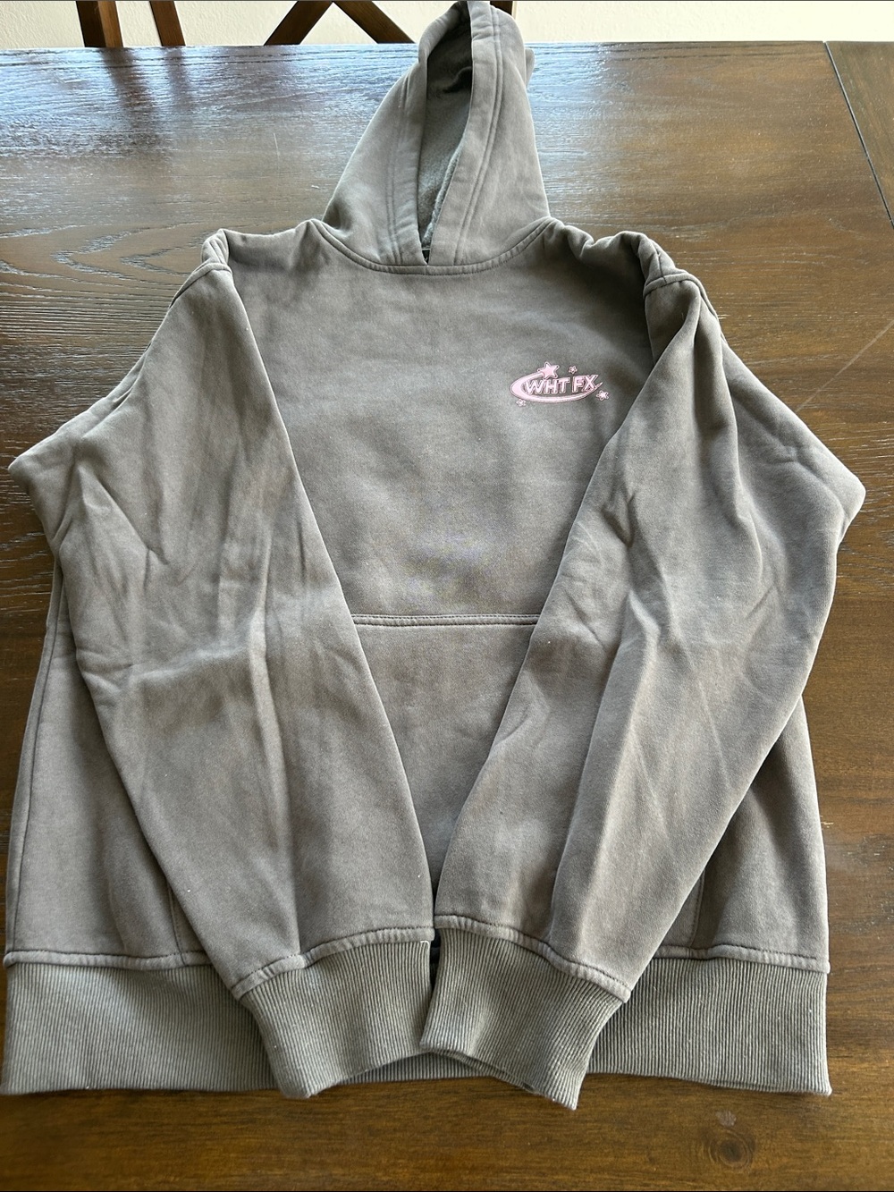 White Fox Boutique Women's Gray Hoodie with Pink Logo